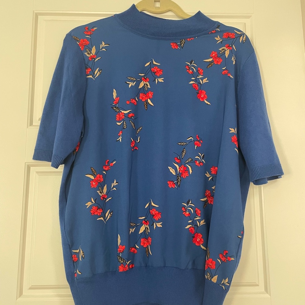 Floral Mock Neck Sweater Tee